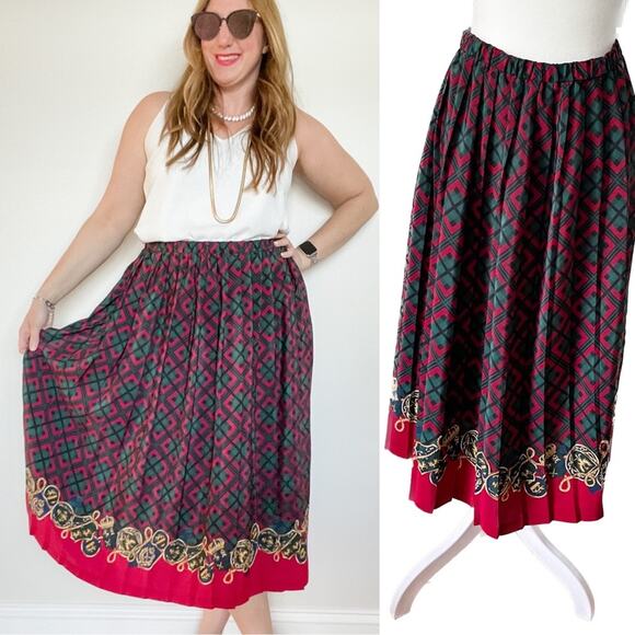 Vintage Leslie Fay luxe print pleated pull on midi skirt size 16 XL - Picture 8 of 8